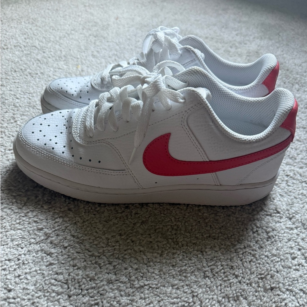 Nike Women’s Sneakers. White with orange Swish. WORN ONCE